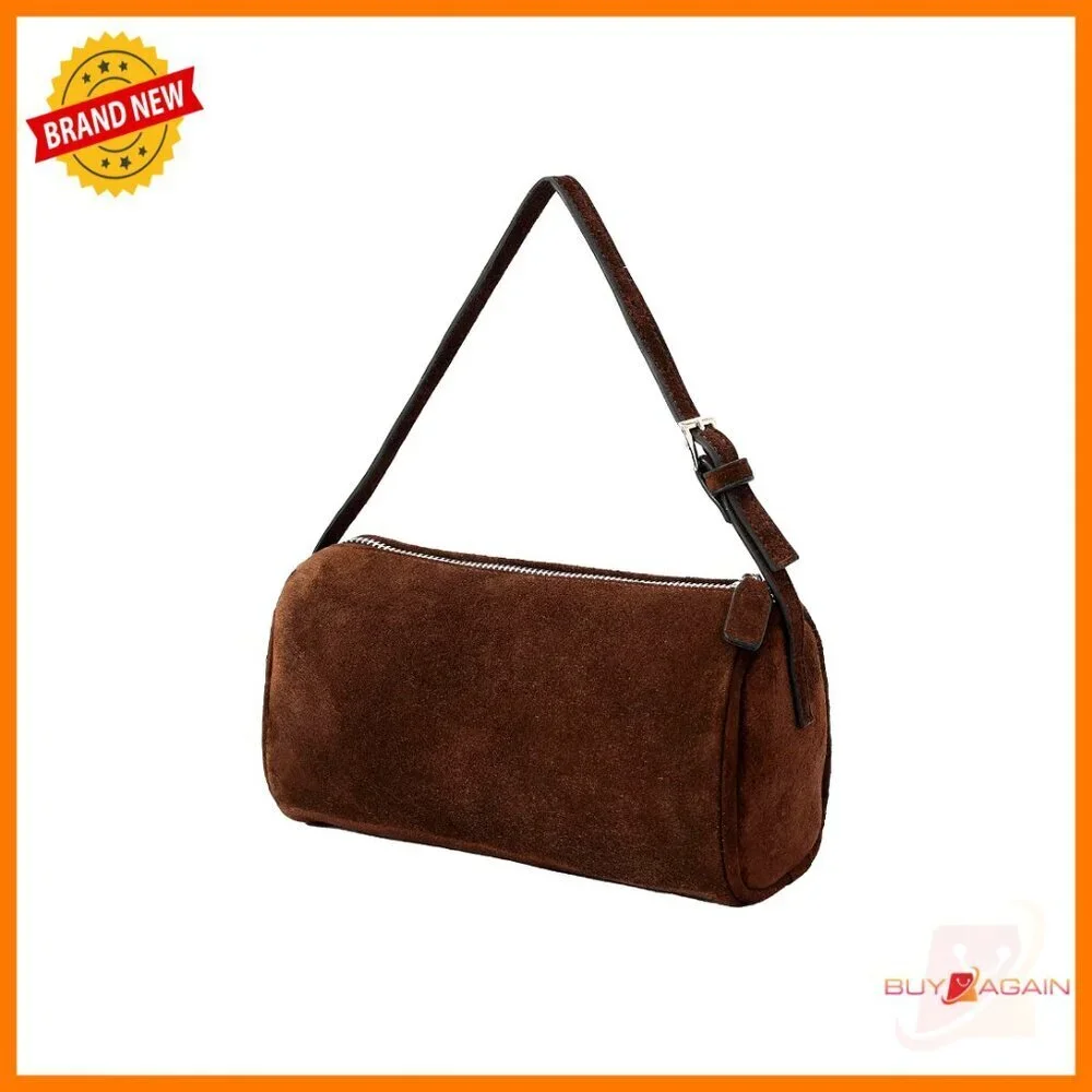 Genuine Leather Crossbody Hobo Bag Adjustable Strap Small Barrel Purse
